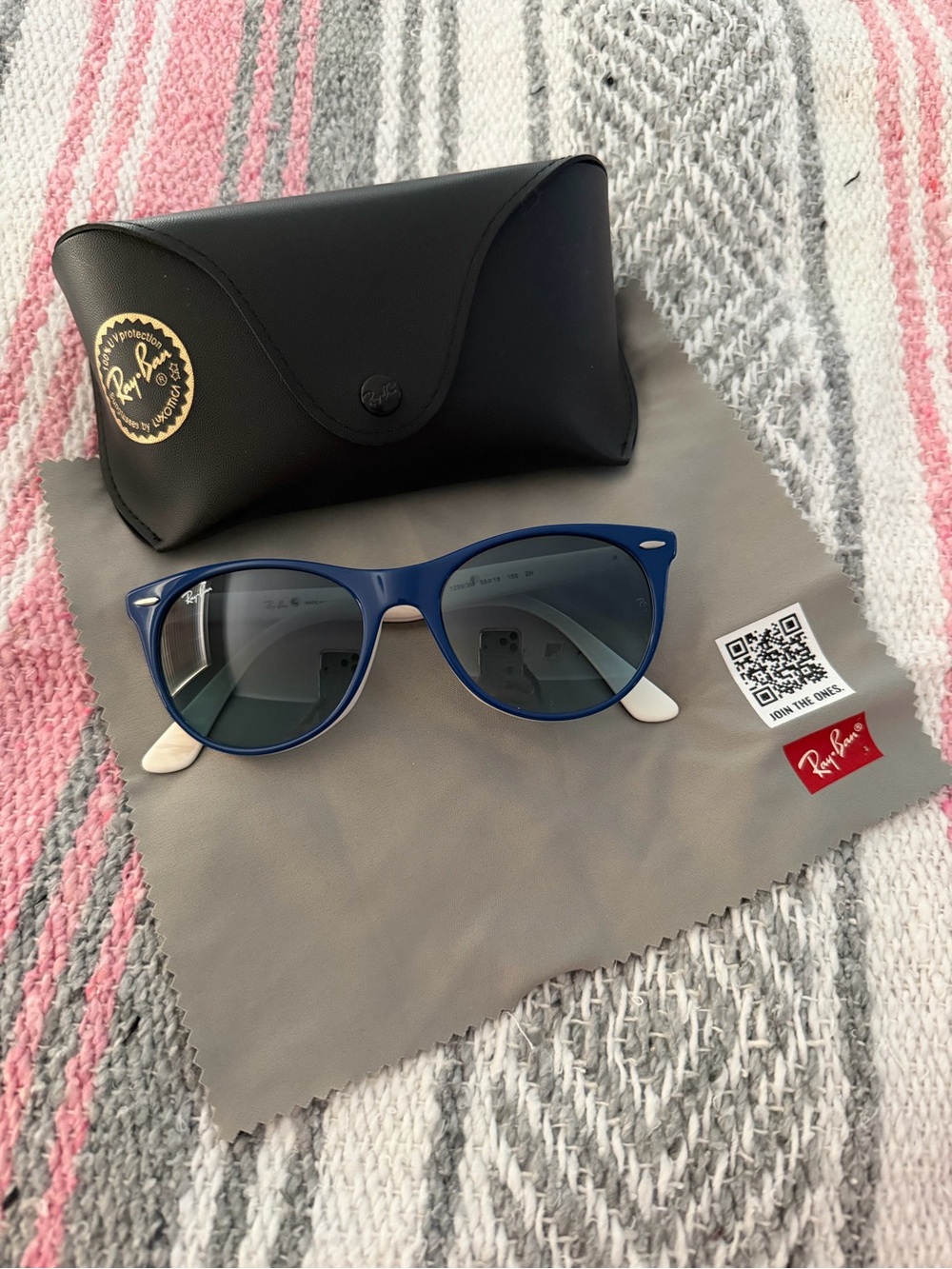 Ray-Ban RB2185F 1299/3M Blue Low Bridge Fit Sunglasses 55mm w/Case and Cloth